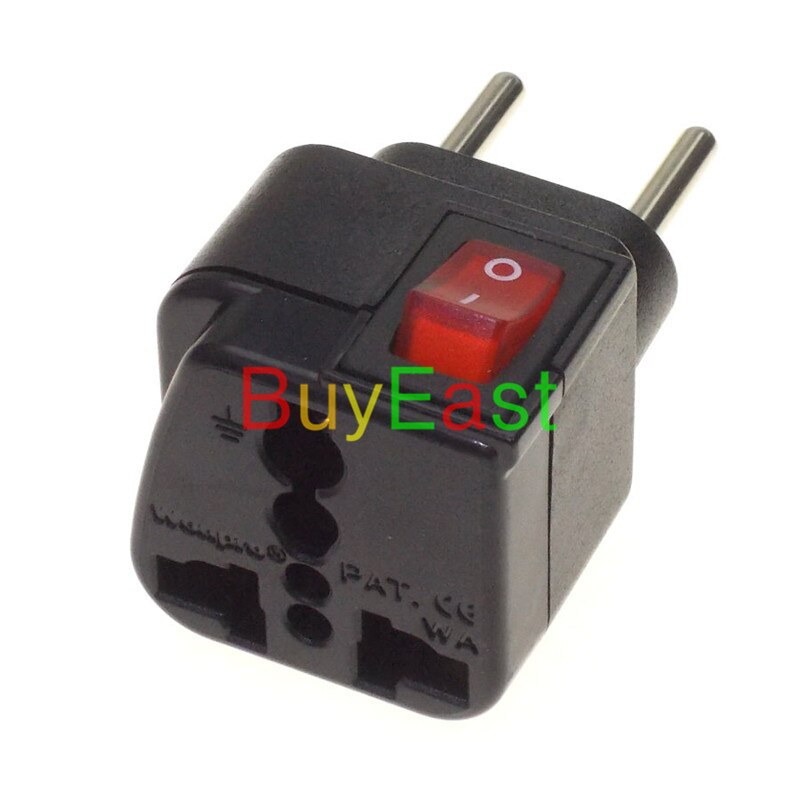 Wonpro Europlug Eu Travel Adapter Type C Plug Met Led Hoofdschakelaar Converteren Wereld Plug Zwart