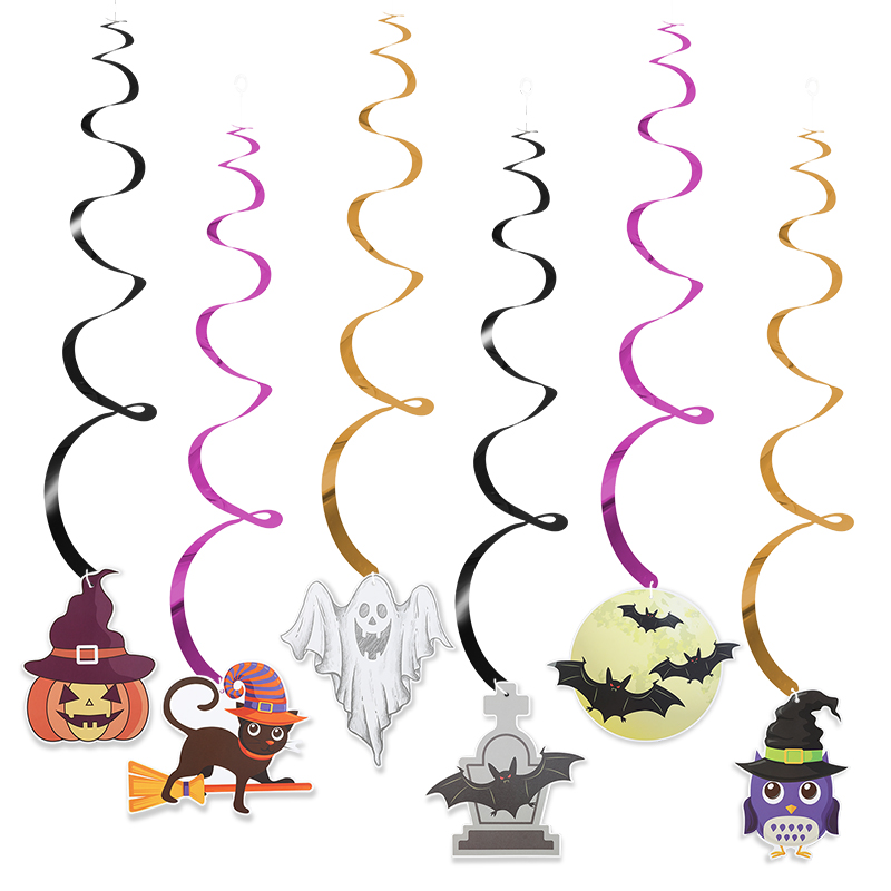 Halloween Party Banner Hanging Pendants Bat Pumpkin Paper Garland Trick or Treat Happy Halloween Decoration Supplies Home: Light Grey
