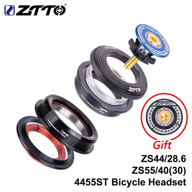 ZTTO MTB Headset ZS44 ZS55 Tapered Straight Universal 1.5 inch 28.6mm Fork Zero Stack Integrated With Cups MTB road bike 4455ST: 4455ST  blue