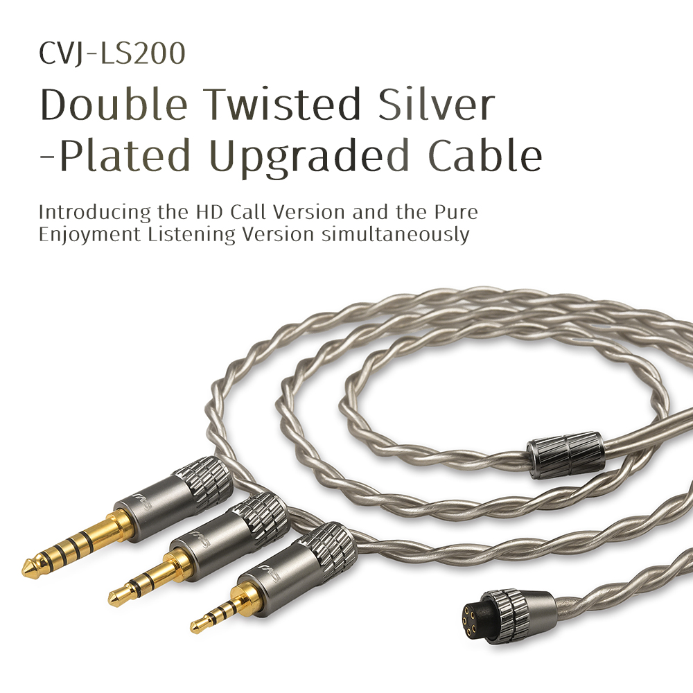 CVJ LS200 podwójnie skręcony posrebrzany, ulepszony kabel słuchawkowy ze złączami mikrofonu 2.5 3.5 4.4 typu C dla TRN KZ Konoka