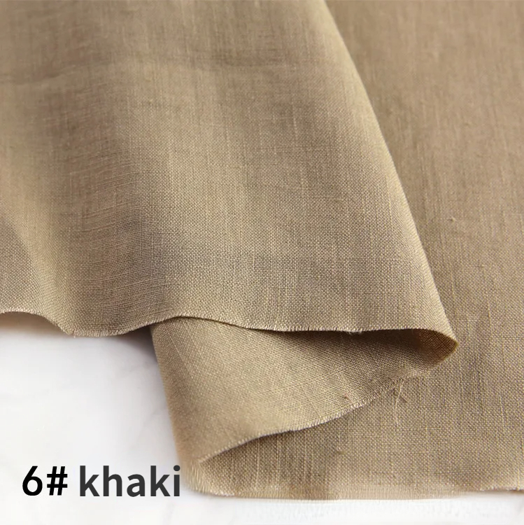 Ropa de lino , tela de cáñamo por metro, piedra fina lavada, lino de de , pantalones de vestir de verano, tela de ramio: Verde