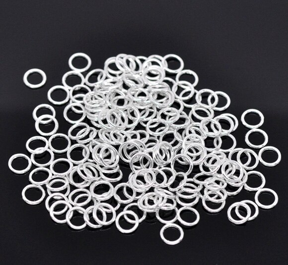 DoreenBeads di Zinco della lega del metallo Chiuso Anelli di Salto Rotonda di colore argento Placcato 6 millimetri (2/8 &quot;) Dia, 150 PCs