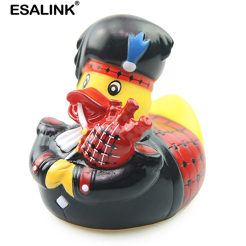 ESALINK Rubber Duck Style Spoof Duck Red Hockey Rhubarb Duck Black Hat Toy Duck Children Toy Duck