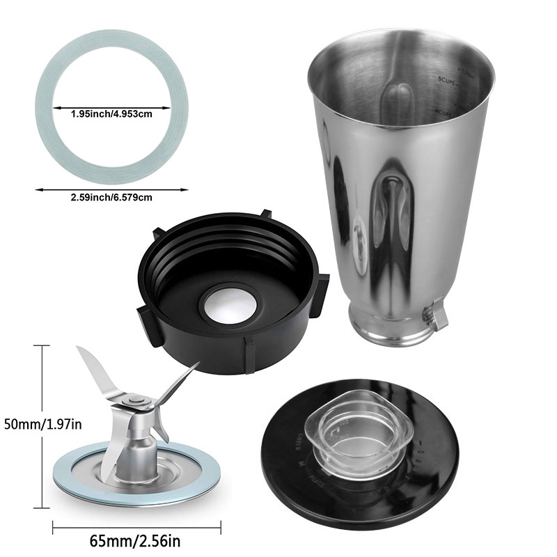 Mélangeur pièces de rechange pour appareil de cuisine Oster, 1 pot en acier inoxydable 1 couvercle de Base de pot 1 lame 1 couvercle rond 4 joint