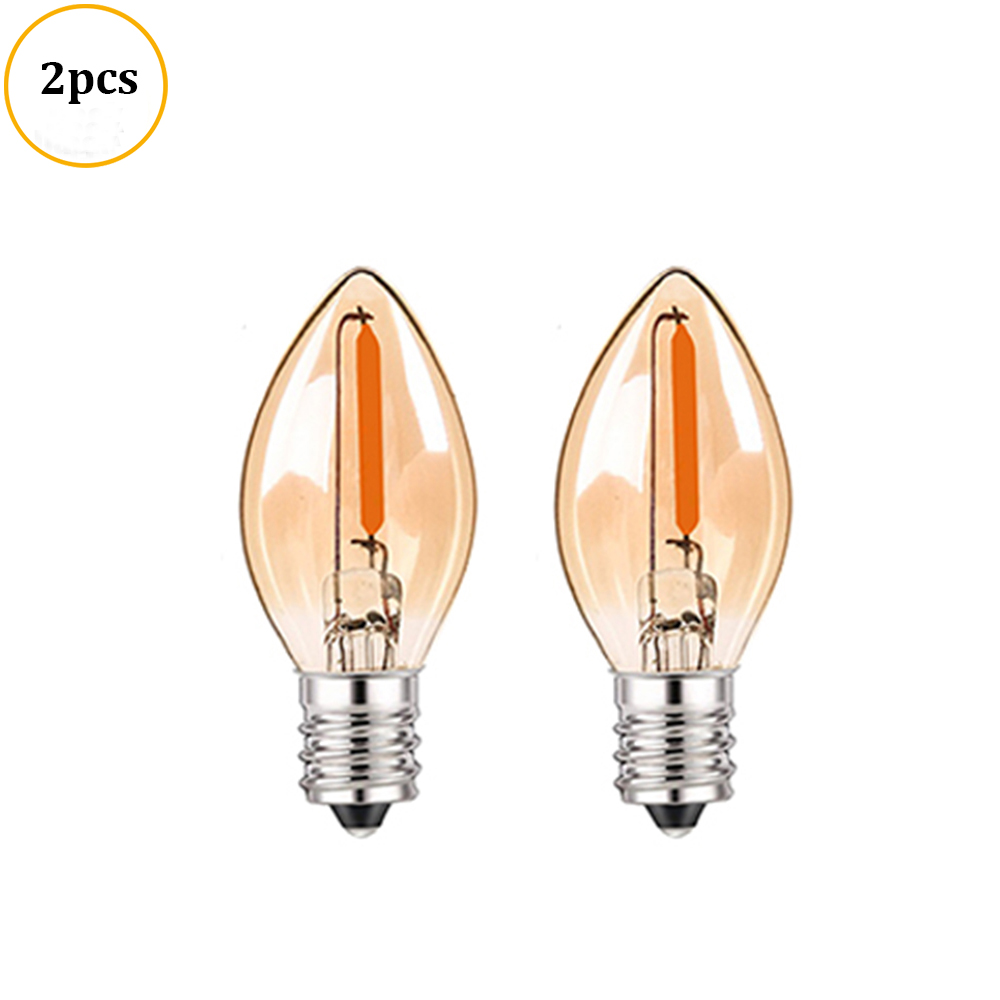 Bombillas LED de noche C7 lámpara E12 E14 Base bombillas decorativas 0,5 vatios vela pequeña mini bombilla 2200K vidrio ámbar: YELLOW / Azul