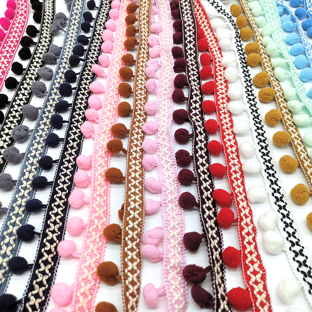 10 Meter Pom Pom trimmen Spitze Stoff NäHenne Zubehör Pompons quaste Trimmen Ball Fransen Band NäHenne Spitze Für DIY Material bekleidung