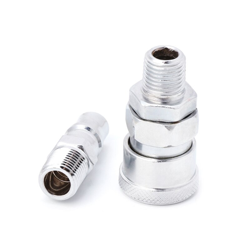 Kit De 10 Conectores Rápidos De Aire 1/4" BSP Euro, Acopladores Y Machos, Acero Niquelado, Válvula Antirretorno, Para Compresores Y Herramientas Neumáticas