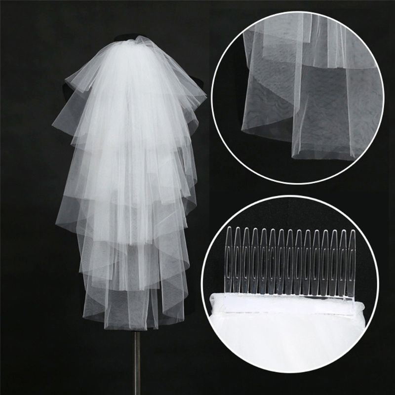 Tulle Wedding Dress Veils Fluffy White Multi Layer Bridal Hair Veil Comb Bride Fairy Marriage Accessory