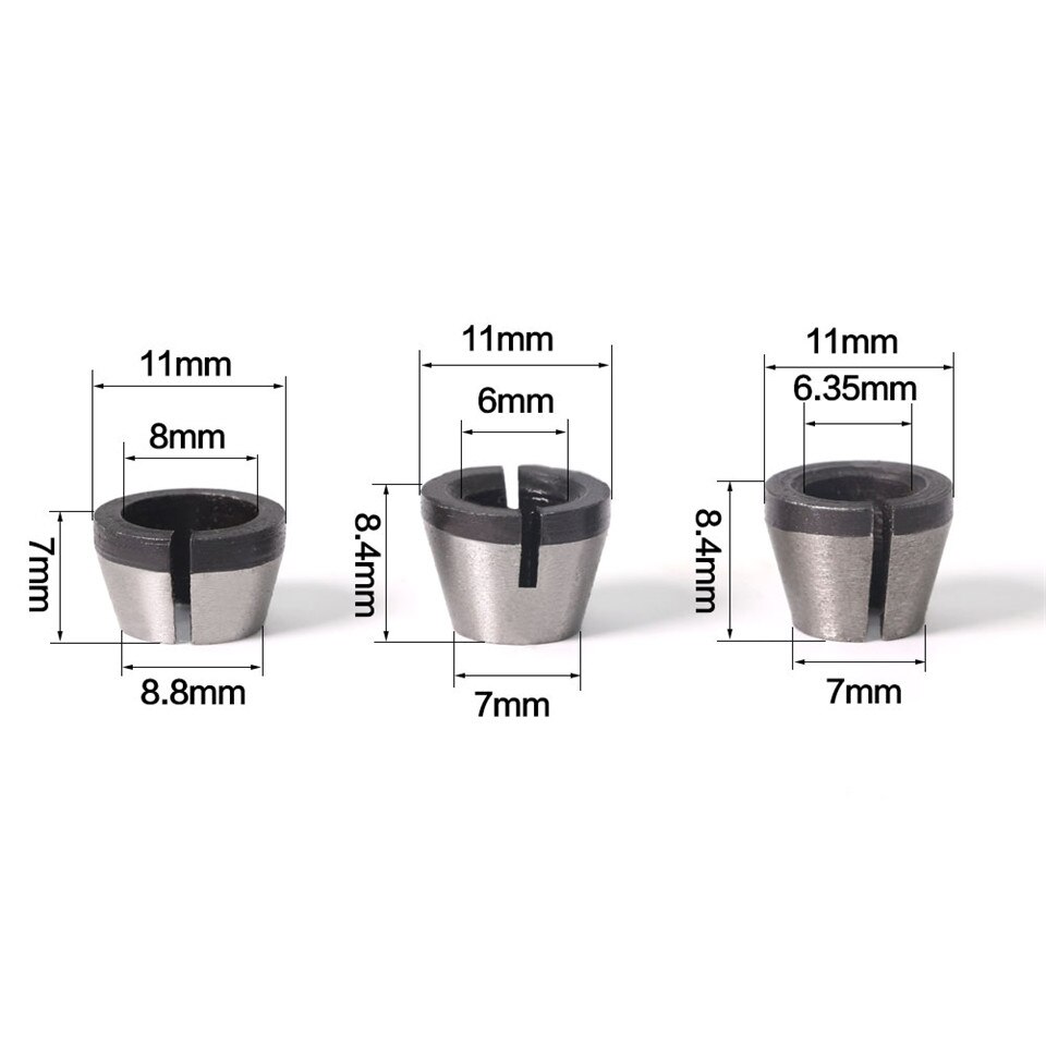 KTCO 6mm 6.35mm 8mm Collet Chuck Adapter Engraving Trimming Machine Electric Router High Precision: 3PCS