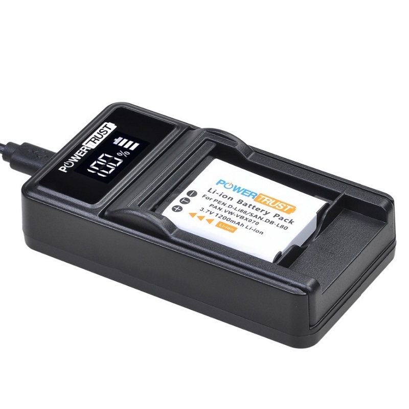 DB-L80 Battery / Digital Charger for Sanyo Xacti DMX-CG11, VPC-CG10 CG102 CG20 CS1 GH2 X1200, ICR-XPS01MF XPS03MF XRS120MF: 1 BT and CH set