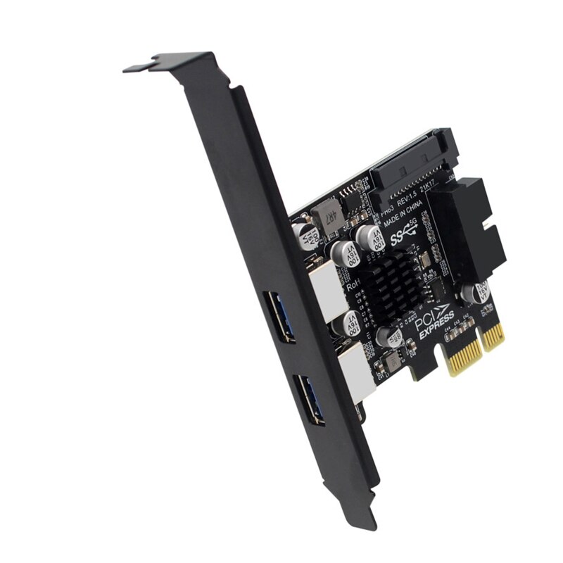 PCI Express Riser Card PCI-E 2xUSB3.0 Expansion Adapter PCIE 1X 19Pin Drive Free