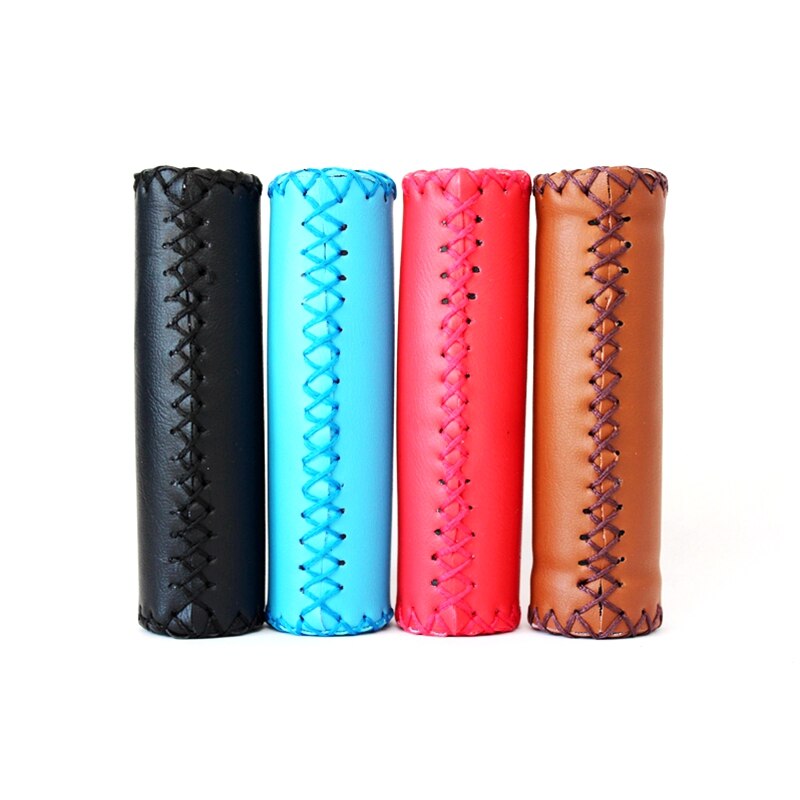 1 Paar Fiets Handvatten Gestikt Leer Mtb Bmx Road Mountain Fietsen Fiets Stuur End Grips