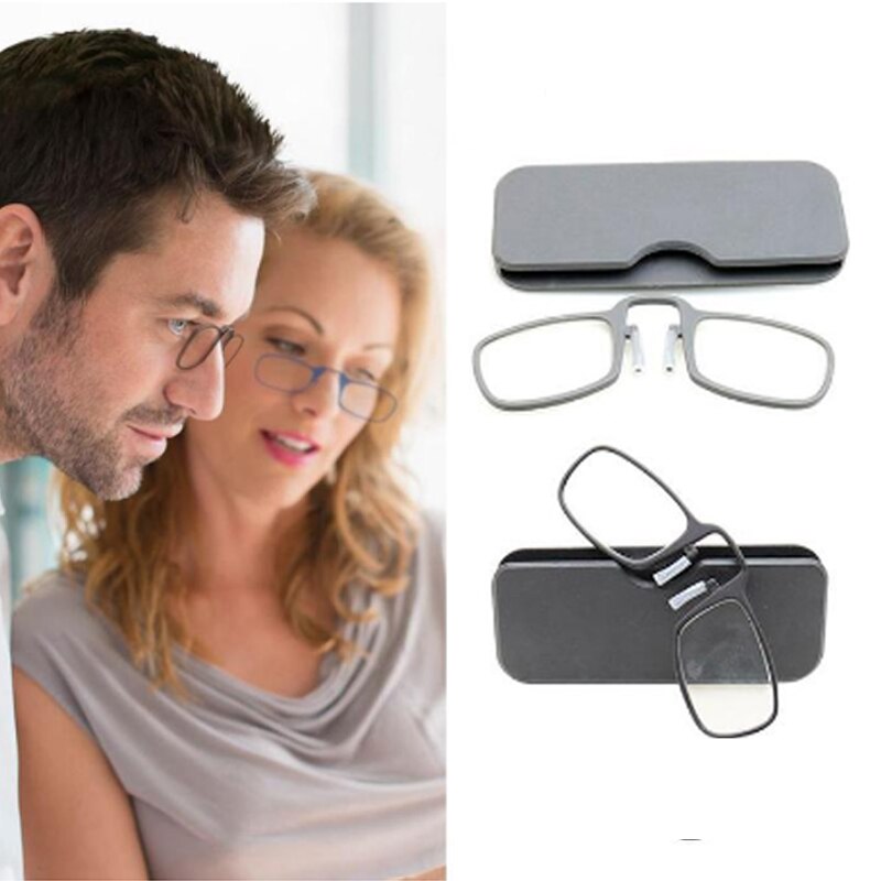Nieuwste mini klevende leesbril neusklem op presbyopische bril heren en dames glazen montuur zwart unisex