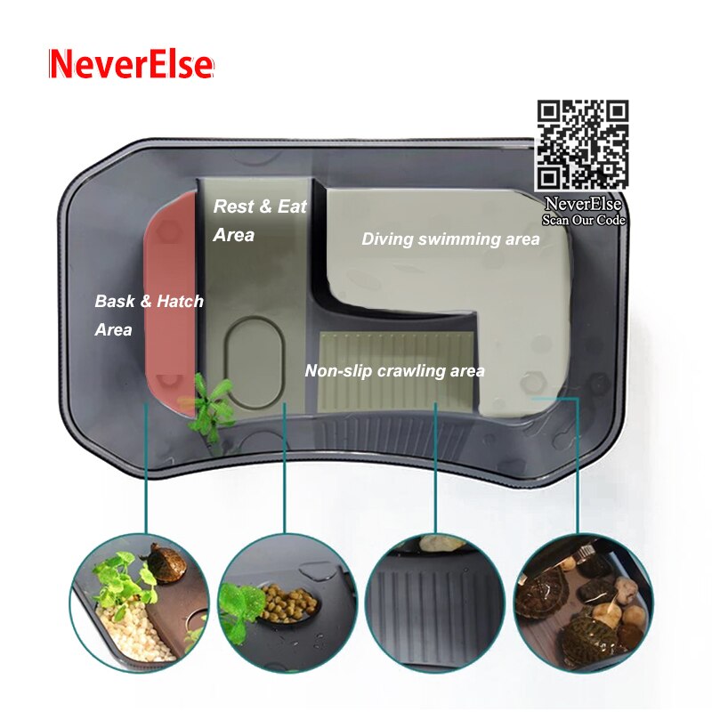 Small Tank For Reptile Habitat Turtle Tortoise Vivarium Box with Basking Ramp Aquarium Tank Climb Ramp Breeding Box, 25x17x11cm