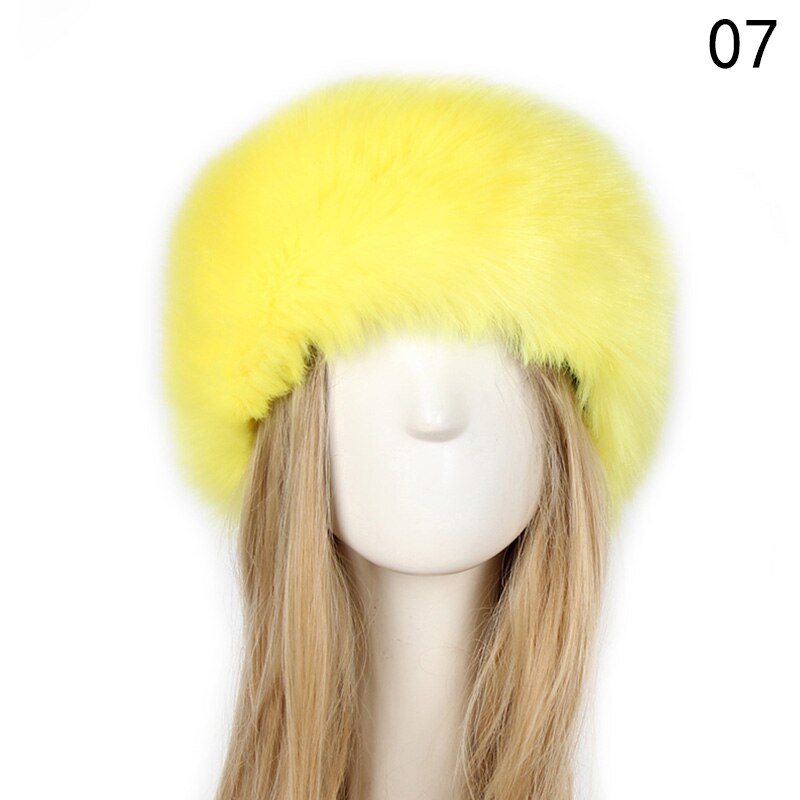 Winter Dikke Harige Haarband Fluffy Faux Fur Vrouwen Meisje Bont Hoofdband Hoed Winter Outdoor Earwarmer Ski Hoeden Sneeuw Cap: 07