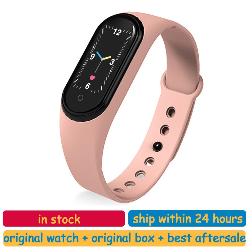 M5 Smart Horloge Vrouwen Bluetooth Call/Muziek Slimme Band Waterdicht Hartslag Bloeddruk Mannen Gezondheid Polsbandje Slimme Armband: pink