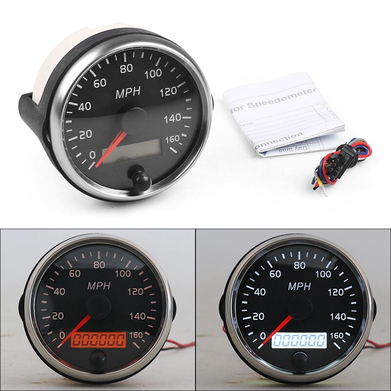 Universal MPH GPS Speeeter Oeter 160MPH for Car Motorcycle Tractor Truck with Backlight 85mm 12V/24V