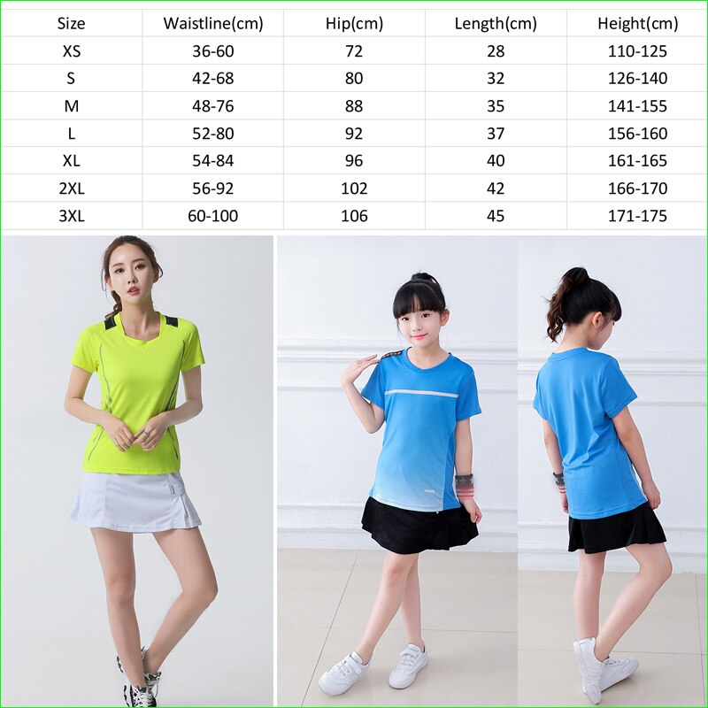 Børn skater tennis nederdel skole nederdel med indershorts voksen sport træning badminton nederdel til pige kvinder  xs 3xl