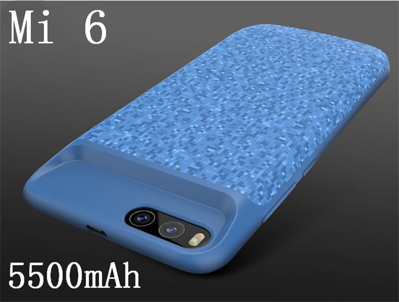 Leioua 5500mAh Battery Charger Case For Xiaomi Mi6 External Charger Cover Backup Power Bank 5200mAh For Xiaomi MI6X Case: Mi 6-Blue