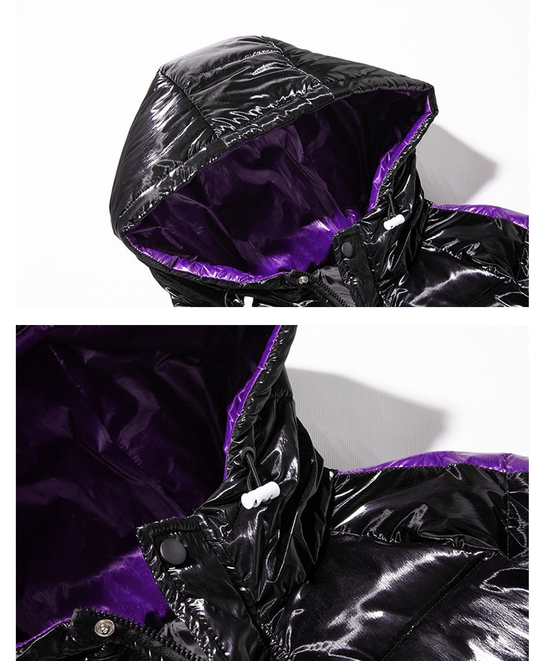Vinter män jacka tjock varma parka jackor silver ljus glänsande bröd kappa ung huva tjock jacka ytterkläder  ,ga517