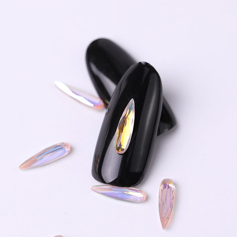 10 stykker ab negle krystal rhinsten perler lange vand charms 3d sten rhinsten negle kunst dekorationer manicure tilbehør