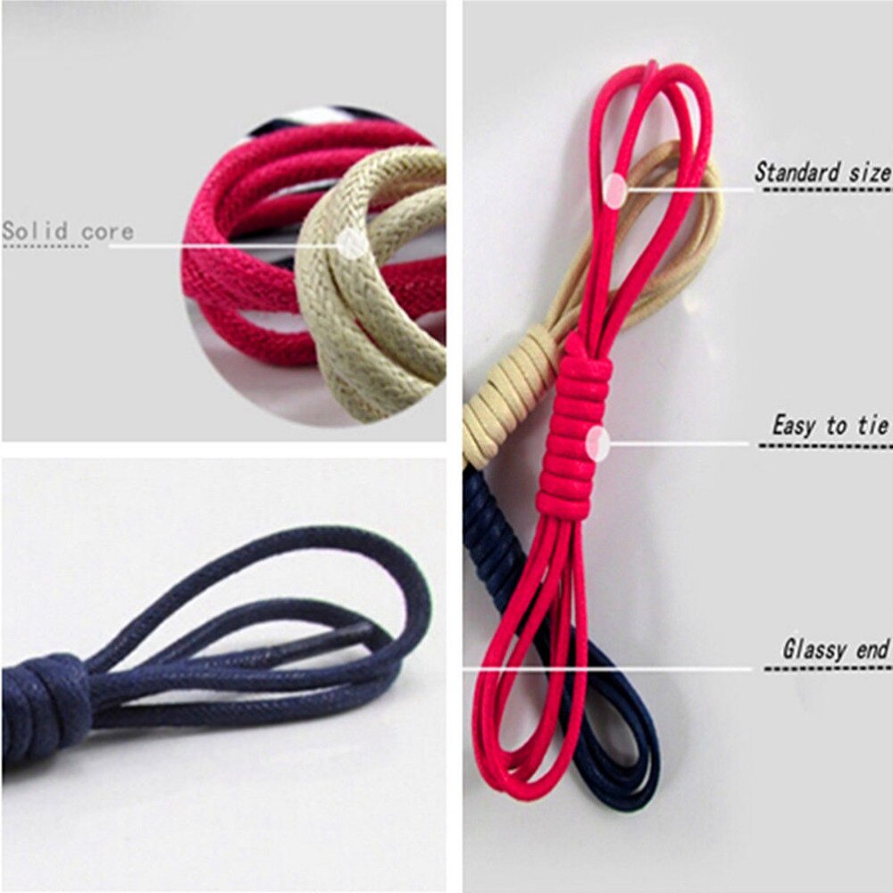 Velishy Shoelaces Waterproof Leather Shoes Laces Round Shape Fine Rope White Black Red Blue Purple Brown Shoelaces