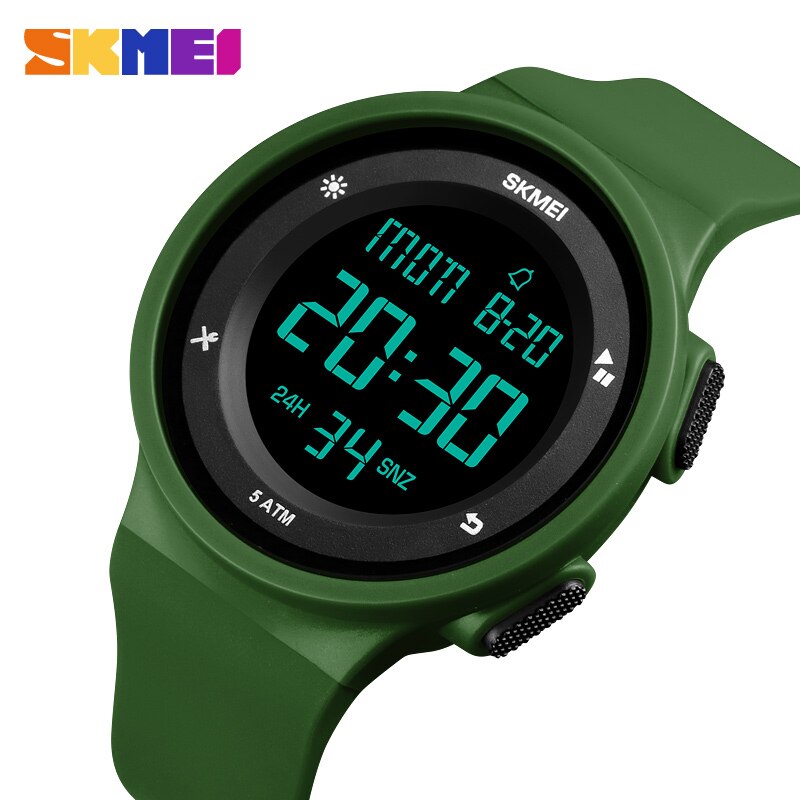 Women's Watches Waterproof LED Digital Ladies Sport Watch Women Multifunction Boy Girl Wristwatch Montre Femme SKMEI: Army Green