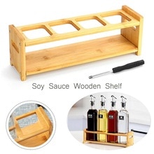 4 Holes Glass Oil Bottle RackDisplay Rack Wood Storage Box Wooden Stand Rack Organizer for Home Decoration