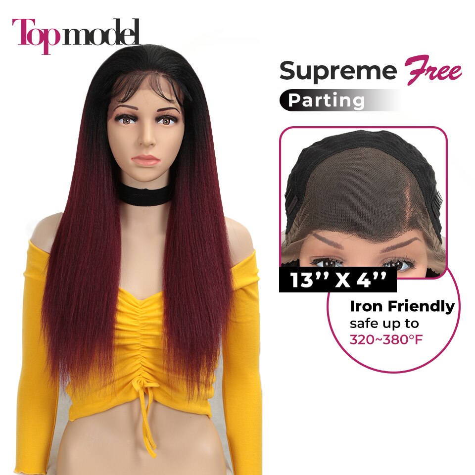 TOPMODEL Cosplay Synthetic Lace Front Wig Yaki Straight Long 26 Inch 13x4 Ombre Blonde Wig For Black Women Perruque Lace Wig: TT1B-530