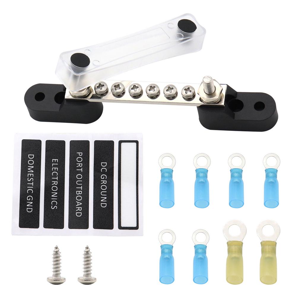 6-digit/12-digit Single Bus Bus Bar 100A+ With Transparent Cover Identification Label And Heat Shrinkable Tube Terminal Block: Blue