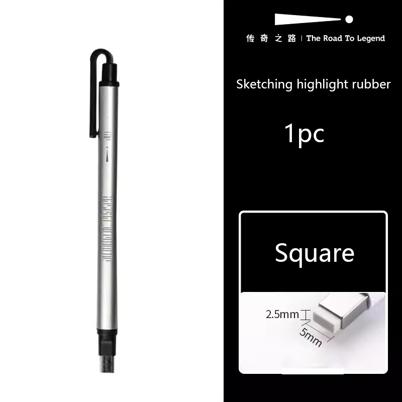 Pen Style Pencil Eraser Retractable Mechanical Eraser Square & Round Tip Stationery Art Supplies for Drawing Artist Kids Writing: PURPLE