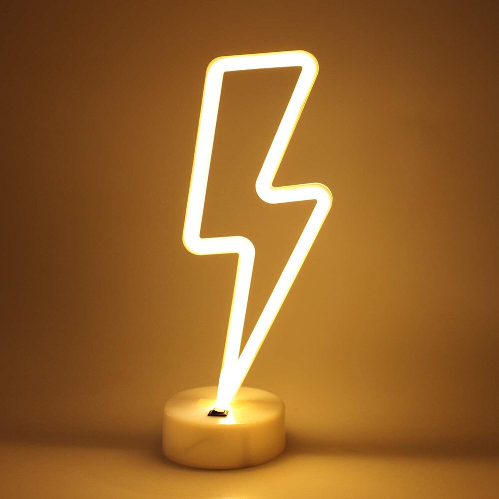 Letreros de neón con forma de rayo LED, lámparas de noche para mesa, sala de estar Decoración Para, alimentadas por batería/USB