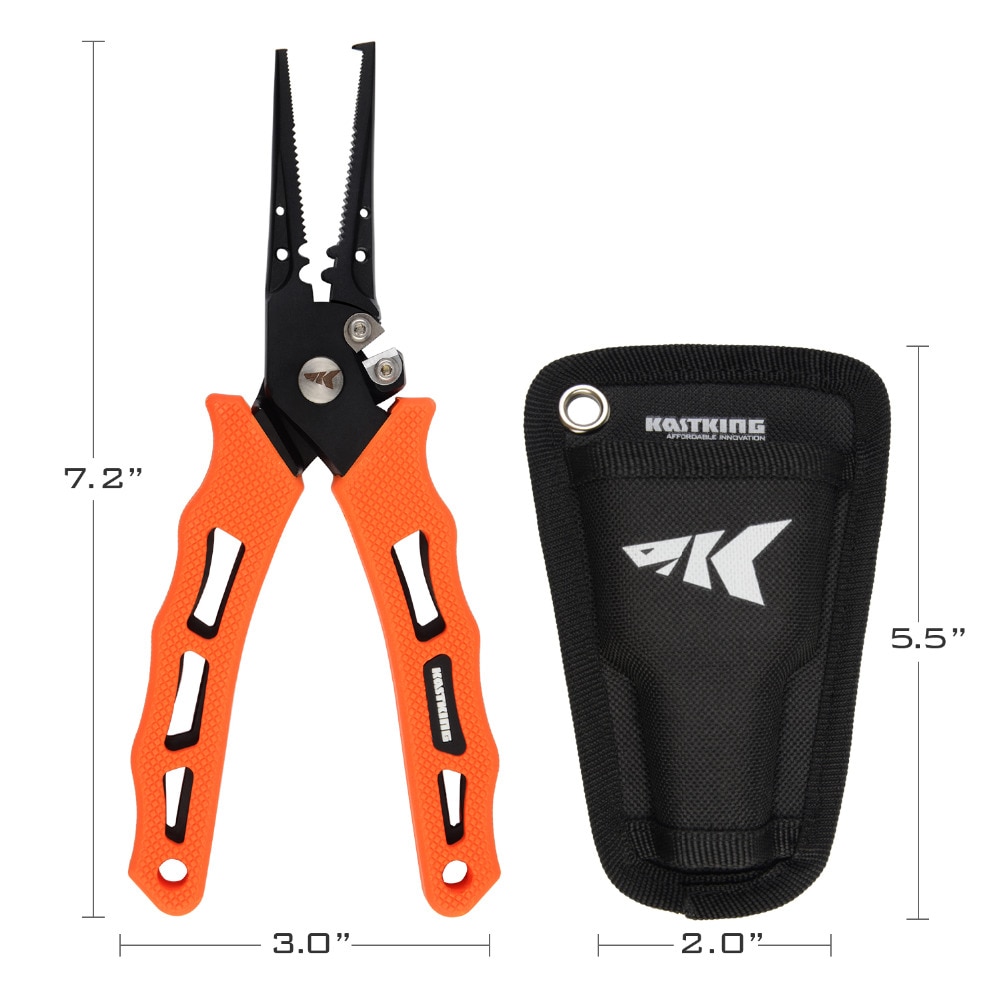 KastKing 420 Stainless Steel Fishing Pliers Tungsten Carbide Braid Cutters Crimper Hook Remover Saltwater Resistant Fishing Gear