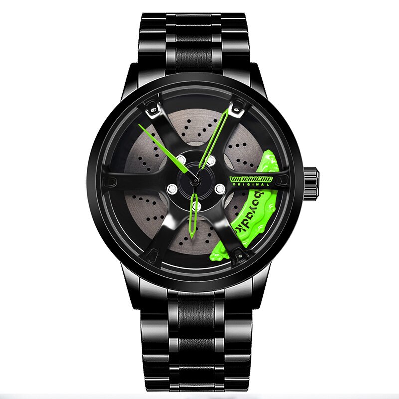 Boyadka horloges heren wiel velg naaf horloge heren polshorloge klok sportwagen op maat heren polshorloge relogio masculin: B5081- rreen-gd