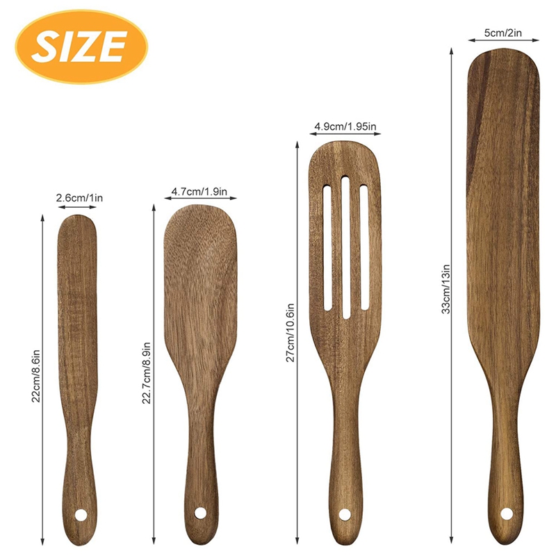 Spurtle Set , Natural Wooden Cooking Utensils Set,... – Grandado