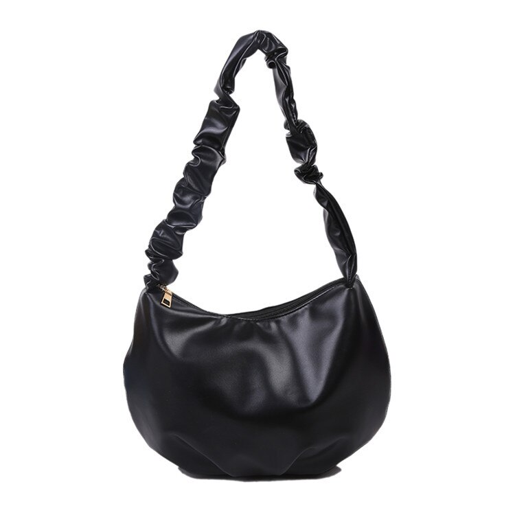 Brand PU Leather Shoulder Tote Bag Dumplings Cloud Small Crossbody Bag for Women Female Handbags Purses Sac A Main: Black