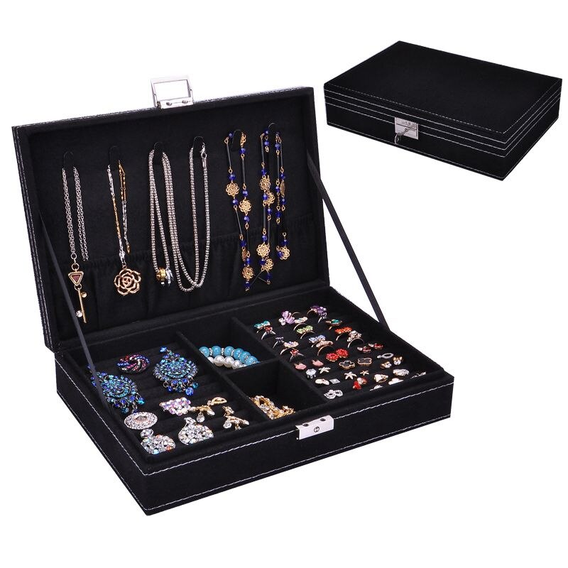 BY8969 Packaging Display Caso Di Immagazzinaggio Organizzatore Portatile Contenitore di Monili Organizzatore ganci Dei Monili Anello Orecchino Scatole di Casa: A black