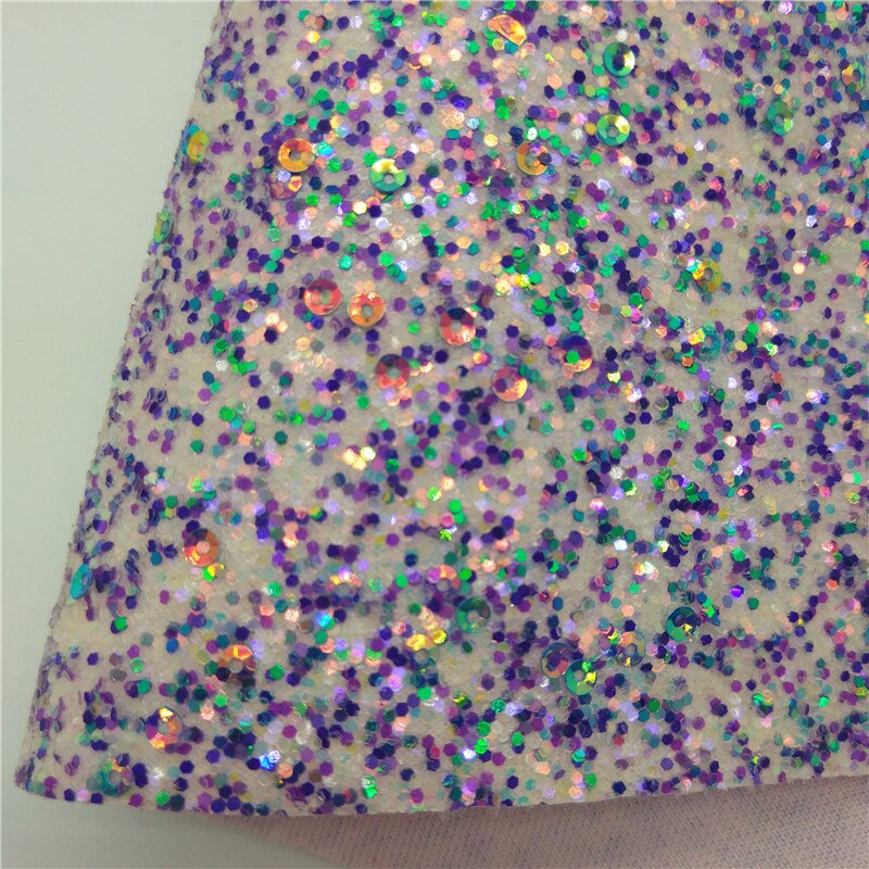 Purple Glitter leather, Flowers Printed Synthetic Vinyl Faux Leather Sheets Smooth Leather Felt Backing For DIY 21x29CM Q290: 1