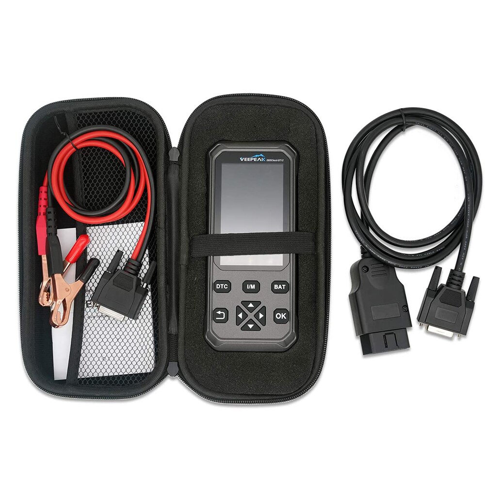 OBD2 Scanner Battery Tester 2-in-1 Diagnostic Tool with Storage Case, OBD II Code Reader, I/M Readiness and 12V Battery System