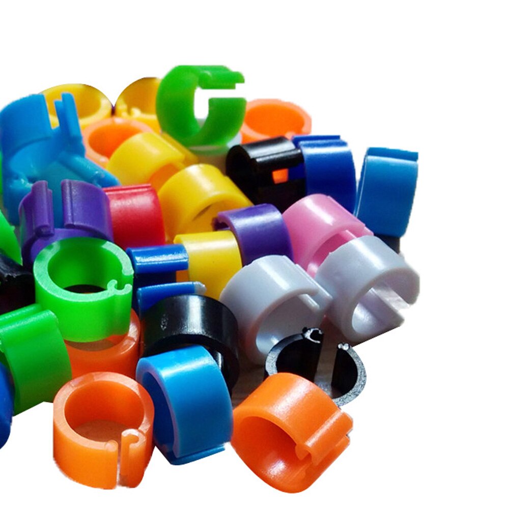 100 stks/set Binnendiameter 7mm Plastic Open Type Gesp Kip Eend Gans Voet Ring Gevogelte Been Rings