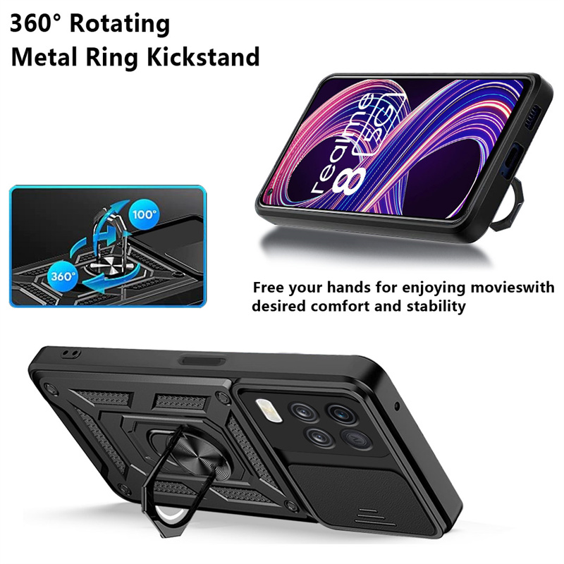 Voor OPPO Realme 8 5G Case Autohouder Ring Armor Schokbestendige Bescherming Cover voor Relme Ralme Realme Redmi 8Pro Realme 8 Pro 8i