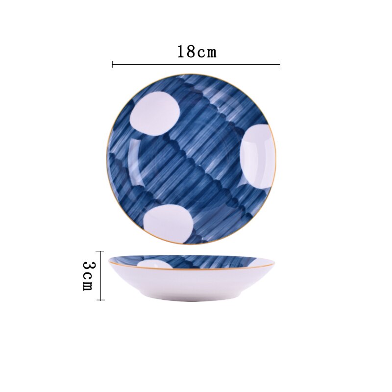 Plato hondo de cerámica pintado a mano japonés, plato de fruta familiar, plato occidental para carne, precio al por mayor, 4 Uds.: 8 / 1PCS