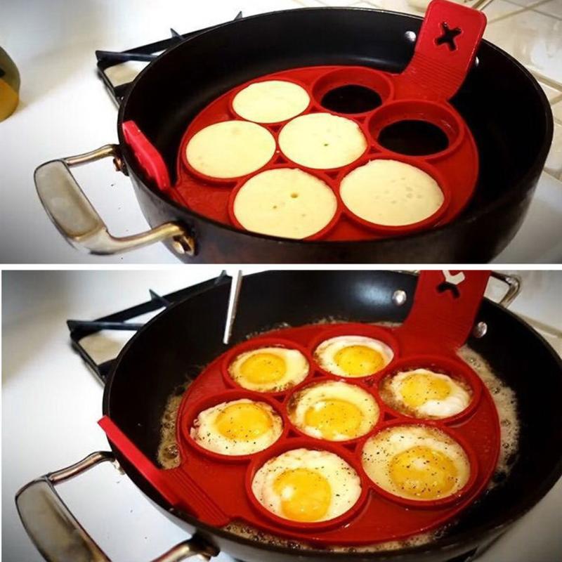 Pandekager maker nonstick madlavning værktøj rundt hjerte pandekage maker æg komfur pan flip æg skimmel køkken bagning tilbehør