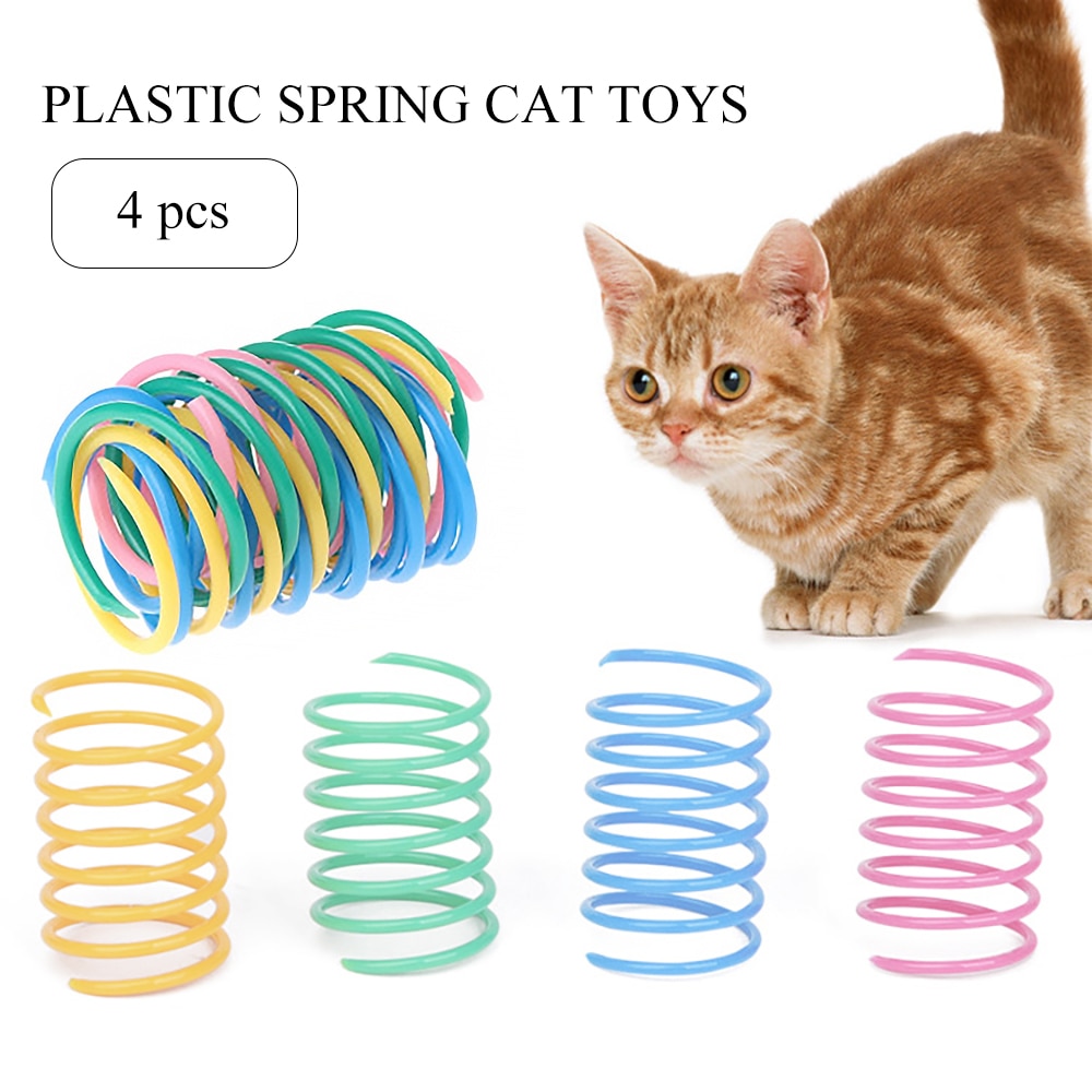 4Pcs Kat Lente Spoel Spiraal Speelgoed Creatieve Plastic Grappig Huisdier Speelgoed Kat Interactief Speelgoed Huisdier Spelen Speelgoed Voor Katten kitten Dierbenodigdheden