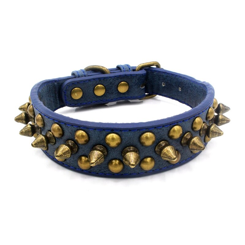 Awesome Safety Adjustable Pet Collar For Small, Medium, Large Dogs Pet Spiked Leather Dog Collar Puppy Supplies: DL / L