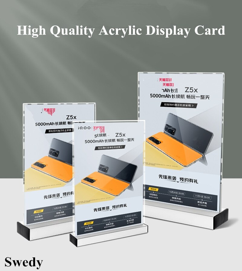 A4 210x297mm Countertop Acrylic Sign Holder Brochure Holder Display Stand Table Menu Holder Paper Poster Frame