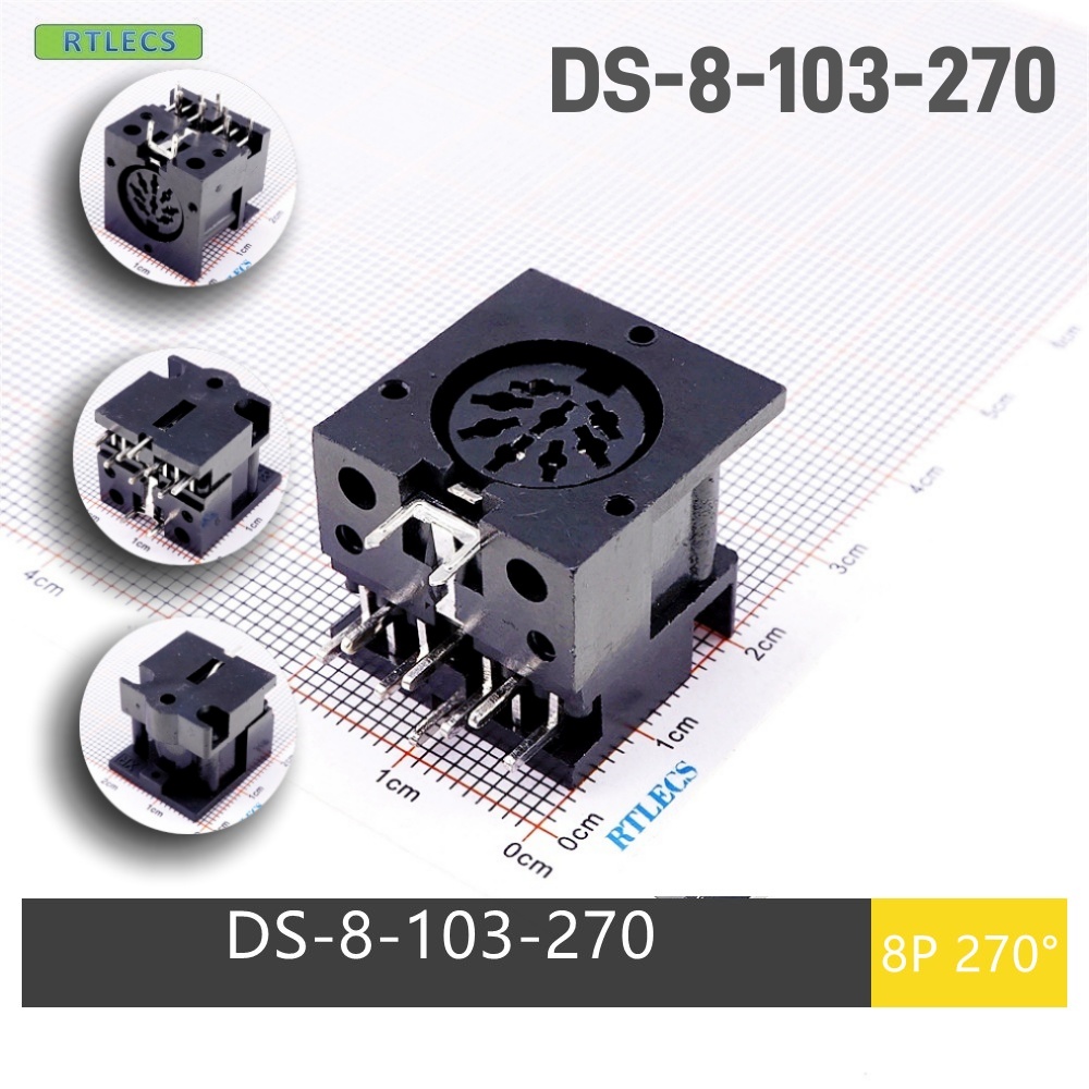 Enchufe Din con orificios pasantes de ángulo recto, enchufe hembra de 13 Pines, 2, 3, 4, 5, 6, 7 y 8 posiciones, SDS-J, DS, 2A, 110V, receptáculo Circular: Plata / 5-9 Unids