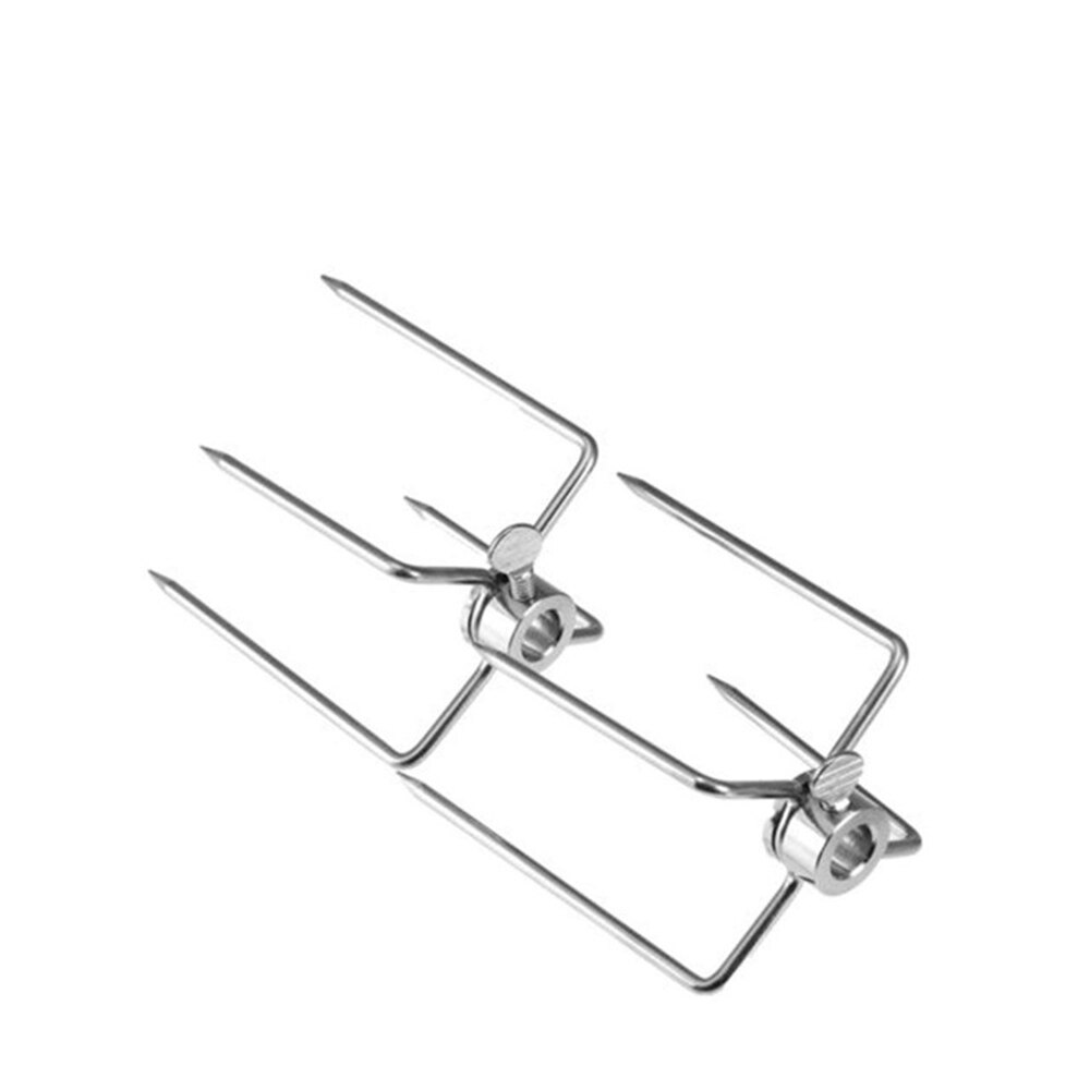 2pcs/set Rotisserie BBQ Forks Stainless Steel Spit BBQ Forks Charcoal Chicken Grill Rotisserie Meat Fork BBQ Tool