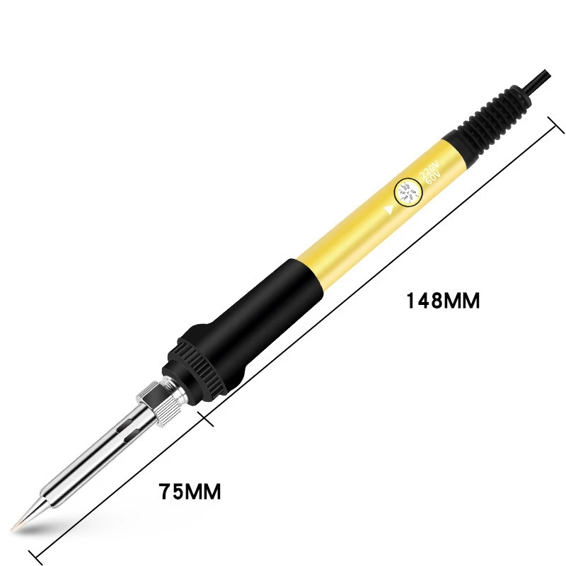 Soldering Iron 60W ON/OFF Switch Adjustable Temperature Electric Solder Iron Rework Station Mini Handle Heat Pencil Welding Tool: yellow / US