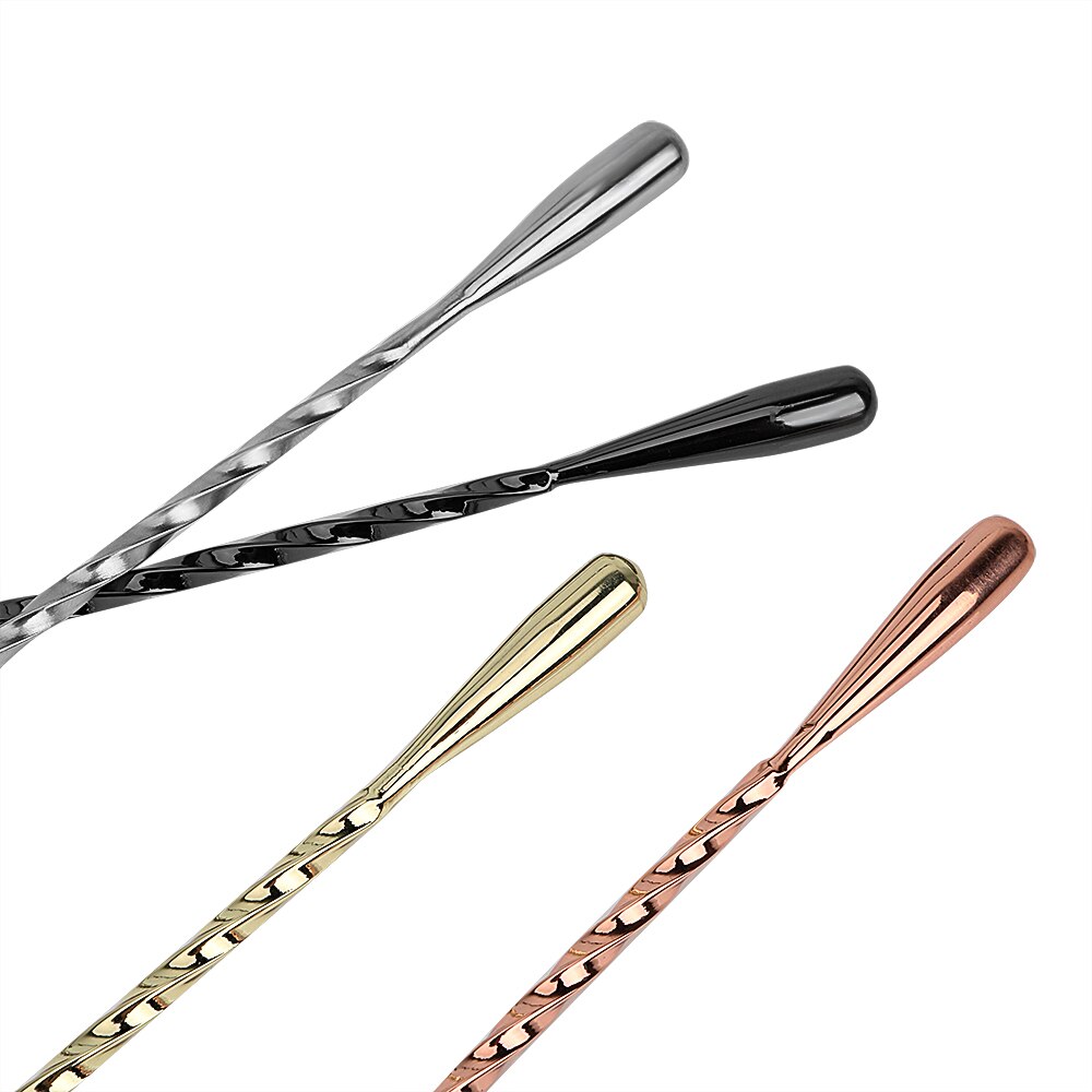 Bar Teadrop Spoon Bartender Tools Stir Spoon Spiral Pattern Bar Tool Stainless Steel Mixing Cocktail Spoon